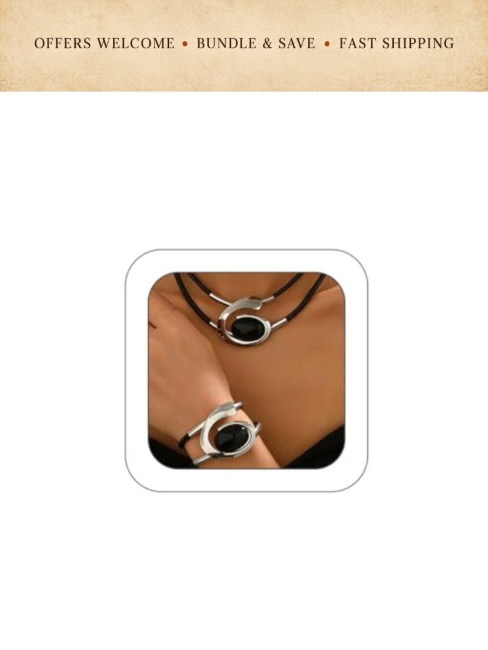 Gold Costume Jewelry Set Chunky Leather Choker Bracelet